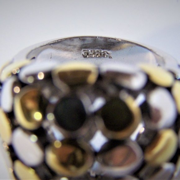 Dome Ring 18k Gold Filled Silver and Gold Toned - Picture 4 of 5